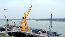 Products from Vietnam arrive at the Phnom Penh Autonomous port in Kandal province